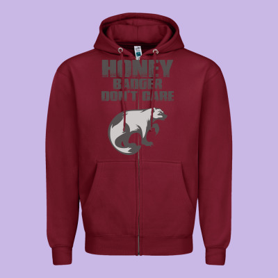 Honey Badger Dont Care Zipper Hoodie Designed By Artisfamous