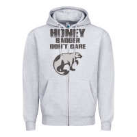 Heather Grey honey badger dont care Zipper Hoodie - artisFamous