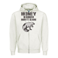 Oatmeal Heather honey badger dont care Zipper Hoodie - artisFamous