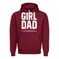 Burgundy Girl Dad A True American Hero - Fathers Day Gift Zipper Hoodie - artisFamous