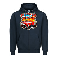 Navy CLASSIC CARS ROUTE 66 Zipper Hoodie - artisFamous