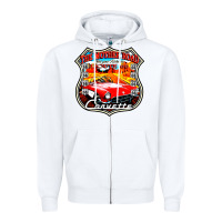 White CLASSIC CARS ROUTE 66 Zipper Hoodie - artisFamous