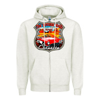 Oatmeal Heather CLASSIC CARS ROUTE 66 Zipper Hoodie - artisFamous