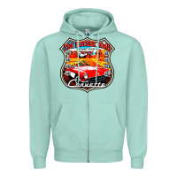 Seafoam CLASSIC CARS ROUTE 66 Zipper Hoodie - artisFamous