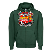 Sports Green CLASSIC CARS ROUTE 66 Zipper Hoodie - artisFamous