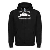 Black i don't fall over i do random gravity checks Zipper Hoodie - artisFamous