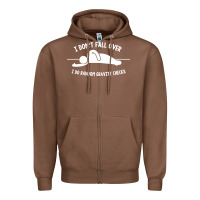 Chestnut i don't fall over i do random gravity checks Zipper Hoodie - artisFamous