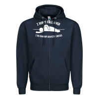 Navy i don't fall over i do random gravity checks Zipper Hoodie - artisFamous
