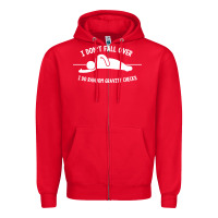Red i don't fall over i do random gravity checks Zipper Hoodie - artisFamous