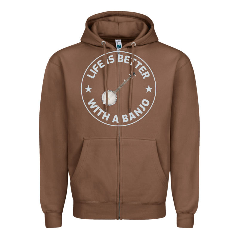 Banjo Bluegrass Music Traditional Musician Funny Gift Zipper Hoodie by artisFamous | Teevron