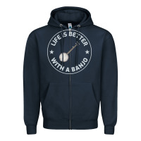 Navy Banjo Bluegrass Music Traditional Musician Funny Gift Zipper Hoodie - artisFamous