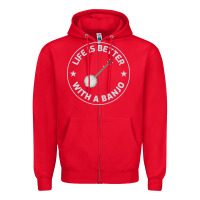 Red Banjo Bluegrass Music Traditional Musician Funny Gift Zipper Hoodie - artisFamous