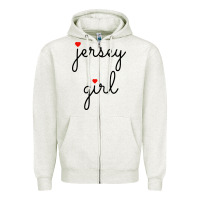 Oatmeal Heather new jersey girl on the shore Zipper Hoodie - artisFamous