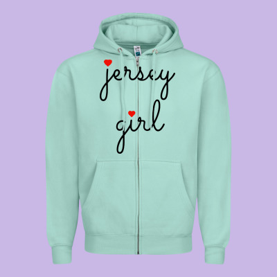 New Jersey Girl On The Shore Zipper Hoodie Designed By Artisfamous