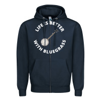 Navy Banjo Bluegrass Music Traditional Musician Funny Gift Zipper Hoodie - artisFamous