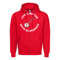 Red Banjo Bluegrass Music Traditional Musician Funny Gift Zipper Hoodie - artisFamous