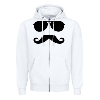 White moustache and sunglasses Zipper Hoodie - artisFamous