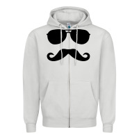 Dove Grey moustache and sunglasses Zipper Hoodie - artisFamous