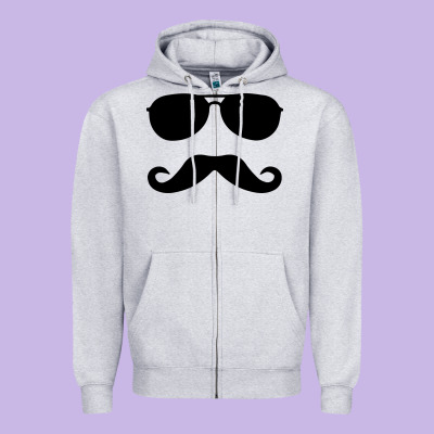 Moustache And Sunglasses Zipper Hoodie Designed By Artisfamous