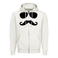 Oatmeal Heather moustache and sunglasses Zipper Hoodie - artisFamous