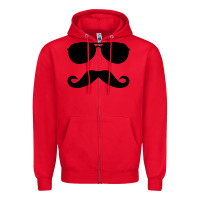 Red moustache and sunglasses Zipper Hoodie - artisFamous