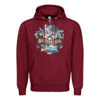 Burgundy Splash Mountain Zipper Hoodie - artisFamous
