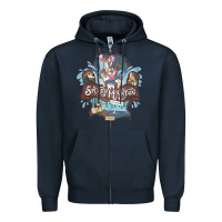 Navy Splash Mountain Zipper Hoodie - artisFamous