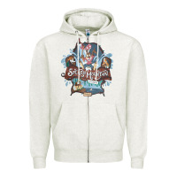 Oatmeal Heather Splash Mountain Zipper Hoodie - artisFamous