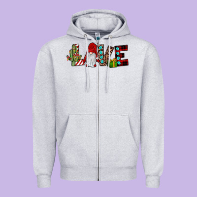 Love Gnome Zipper Hoodie Designed By Jahusdesignshop