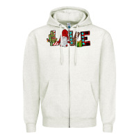 Oatmeal Heather love gnome Zipper Hoodie - JahusDesignShop