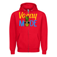 Red vacay mode shirt pineapple Zipper Hoodie - artisFamous