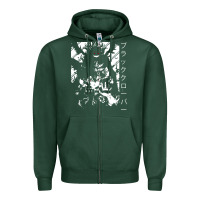 Sports Green vintage japanese anime Zipper Hoodie - artisFamous