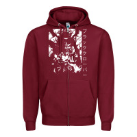 Burgundy vintage japanese anime Zipper Hoodie - artisFamous