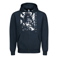 Navy vintage japanese anime Zipper Hoodie - artisFamous