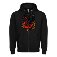 Black the king cobra snake and rose Zipper Hoodie - artisFamous