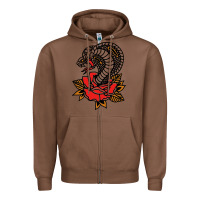 Chestnut the king cobra snake and rose Zipper Hoodie - artisFamous
