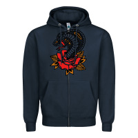 Navy the king cobra snake and rose Zipper Hoodie - artisFamous