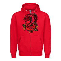Red the king cobra snake and rose Zipper Hoodie - artisFamous