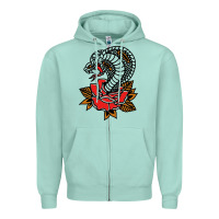 Seafoam the king cobra snake and rose Zipper Hoodie - artisFamous