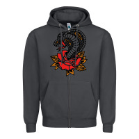 Smoke the king cobra snake and rose Zipper Hoodie - artisFamous