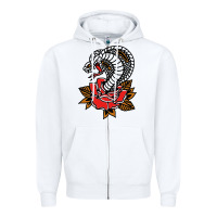 White the king cobra snake and rose Zipper Hoodie - artisFamous