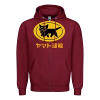 Burgundy yamato transfer Zipper Hoodie - artisFamous