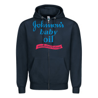 Navy johnson's baby oil Zipper Hoodie - artisFamous