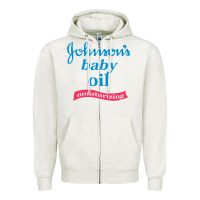 Oatmeal Heather johnson's baby oil Zipper Hoodie - artisFamous