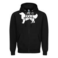 Black golden retriever - life is golden white Zipper Hoodie - artisFamous