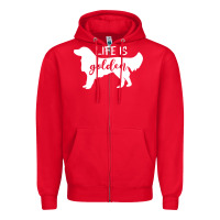 Red golden retriever - life is golden white Zipper Hoodie - artisFamous