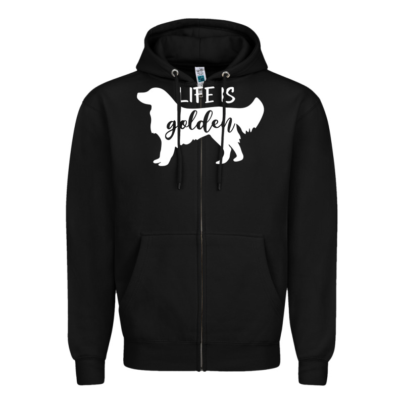 Golden Retriever - Life Is Golden White Zipper Hoodie by artisFamous | Teevron