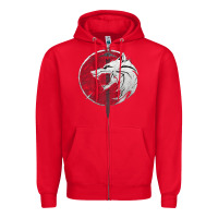 Red Witcher Wolf Zipper Hoodie - artisFamous
