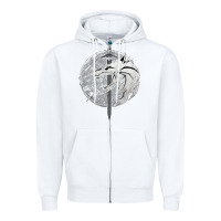 White Witcher Wolf Zipper Hoodie - artisFamous