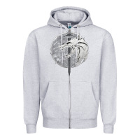 Heather Grey Witcher Wolf Zipper Hoodie - artisFamous